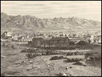 Steel engraving looking south of Salt Lake City, Utah in 1853.