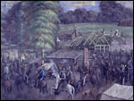 Depiction of the Haun massacre.