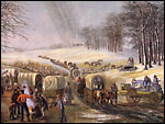 Leaving Missouri in wagon carts from Mormon Panorama.