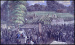 Depiction of Missouri Militia raid on the Mormon settlement of Haun's Mill.