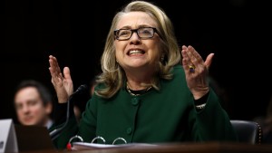 U.S. Secretary of State Hillary Clinton responds forcefully to intense questioning on the September 2012 attacks on U.S. diplomatic sites in Benghazi, Libya, during a Senate Foreign Relations Committee hearing on Capitol Hill Jan. 23, 2013. Jason Reed/Reuters
