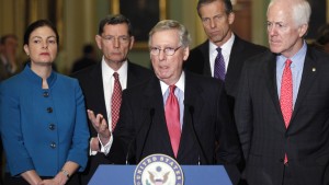 Ayotte, Barrasso, McConnell, Thune and Cornyn hold a news conference after the weekly party caucus policy luncheons at the U.S. Capitol in Washington