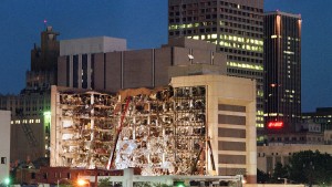 Floodlights illuminate the Albert P. Mur