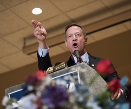 Martin O'Malley, former governor of Maryland and potential Democratic presidential candidate, speaks during the Scott County Democratic Party dinner in Davenport, Iowa, U.S., on Friday, March 20, 2015. Potential Hilary Clinton democratic rivals have target Iowa, expected to be an important state in the 2016 presidential election. Photo by: Daniel Acker/Bloomberg via Getty Images.