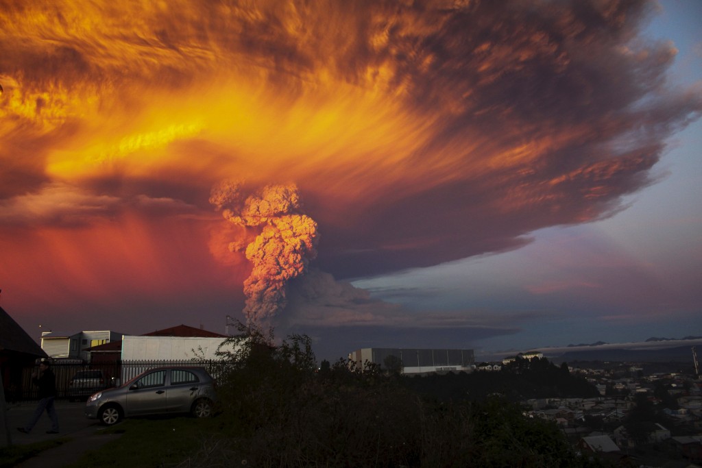 People were evacuated from a 12-mile radius around the erupting Calbuco volcano in Chile. Photo by Sergio Candia/Reuters