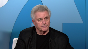 Author John Irving in the PBS NewsHour studio.