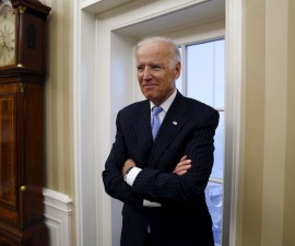 U.S. Vice President Joe Biden looks on as U.S. President Barack Obama meets with Pakistan's Prime Minister Nawaz Sharif in the Oval Office of the White House in Washington October 22,  2015.    REUTERS/Kevin Lamarque  - RTS5NUJ