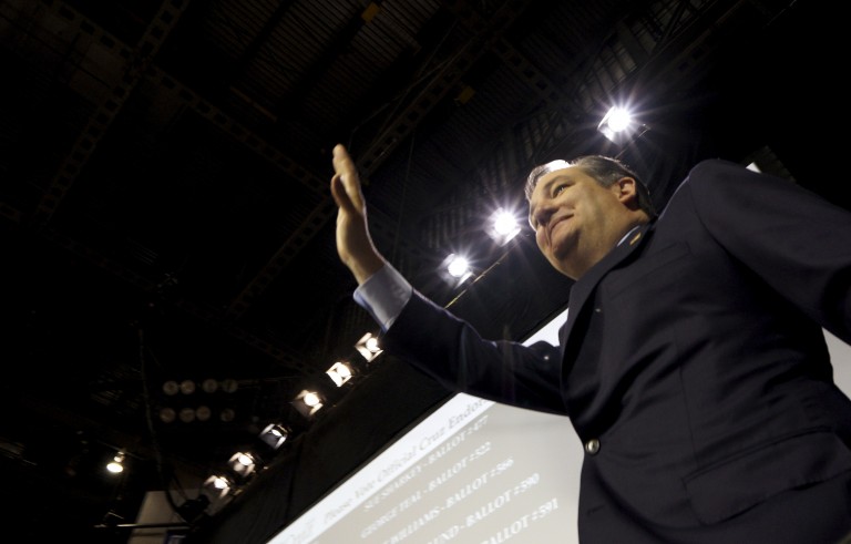 Republican presidential candidate Ted Cruz greets supporters at the Colorado Republican state convention in Colorado Springs, Colorado April 9, 2016. REUTERS/Rick Wilking - RTX298RZ
