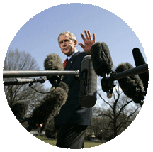 pres. bush and reporters