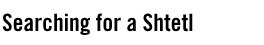 SEARCHING FOR A SHTETL