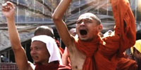 September 28, 2007: Buddhist Monks March in Myanmar