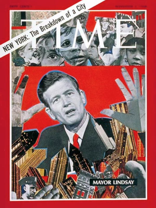 A 1968 TIME Magazine cover designed by artist Romare Bearden was a significant departure from the idealized portrayal of the mayor following his first election. Time Bearden.png