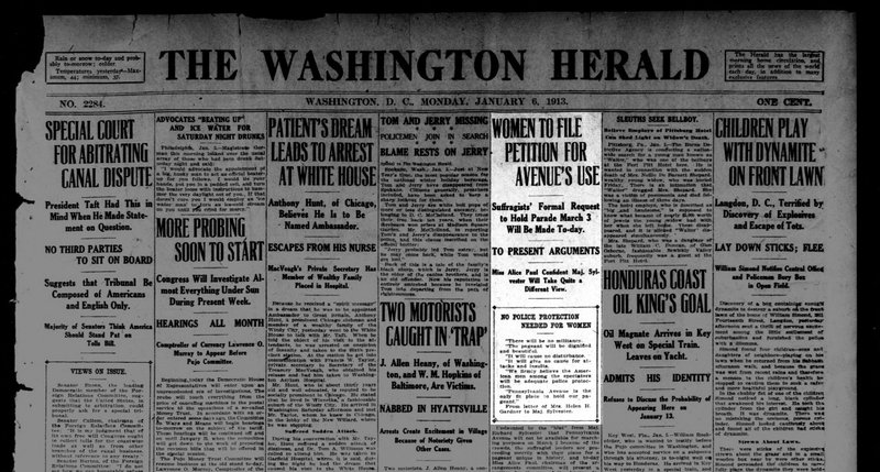 The Washington Herald, 6 January 1913, Courtesy: Library of Congress Dem Way 2-3.jpeg