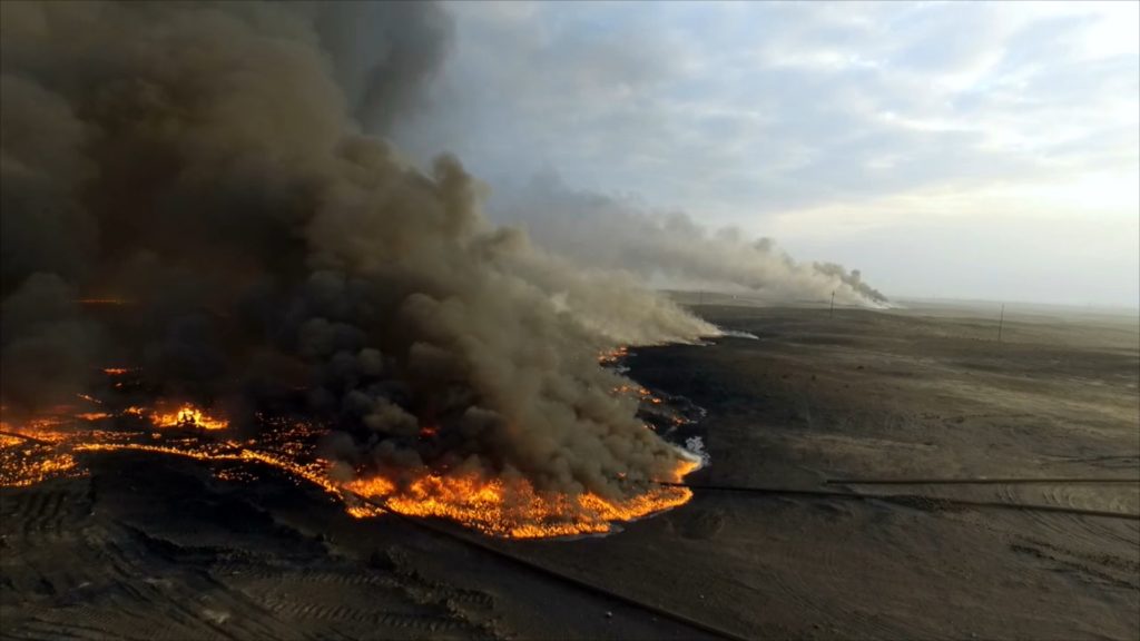 An oil fire in Qayyarah, Iraq.