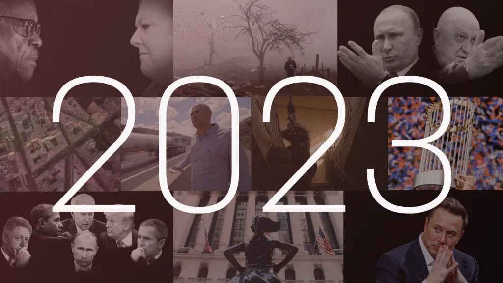 A collage showing stills from 10 documentaries with the text "2023" superimposed.