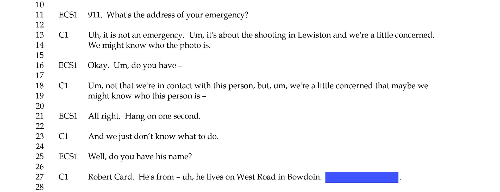 A screenshot of a transcript.