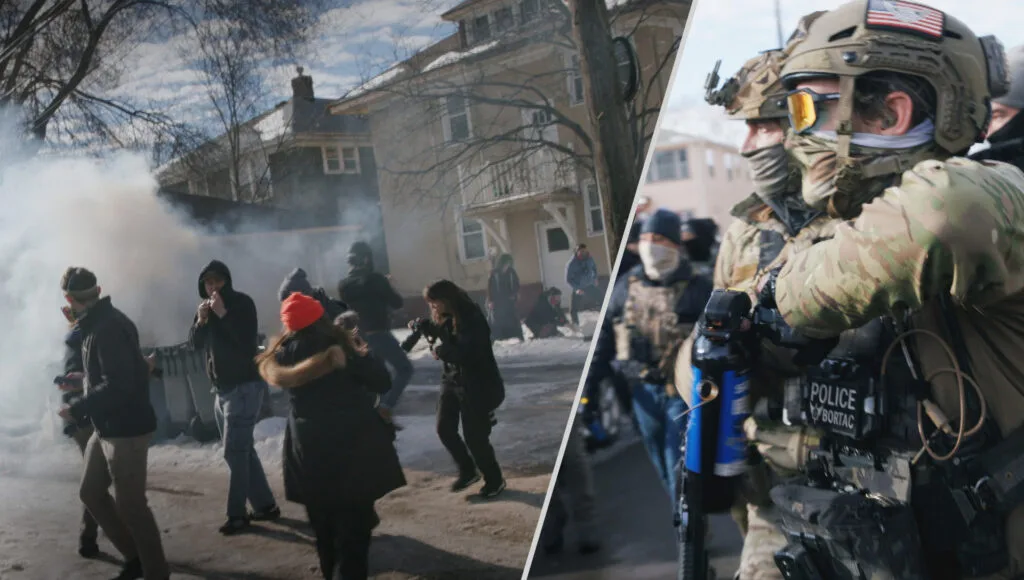 Images from Jan. 12, 2026, in Minneapolis, Minnesota, that appear in the FRONTLINE/ProPublica documentary 'Caught in the Crackdown.'