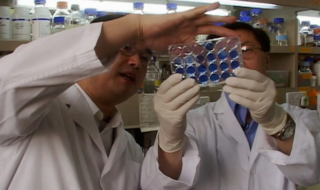 Researchers race to combat SARS in an image from the 2003 FRONTLINE/World documentary 'Hong Kong: Chasing the Virus.'