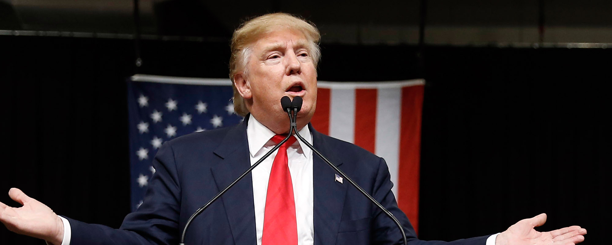 Republican presidential candidate Donald Trump speaks during a campaign stop Friday, Feb. 19, 2016, in North Charleston, S.C.