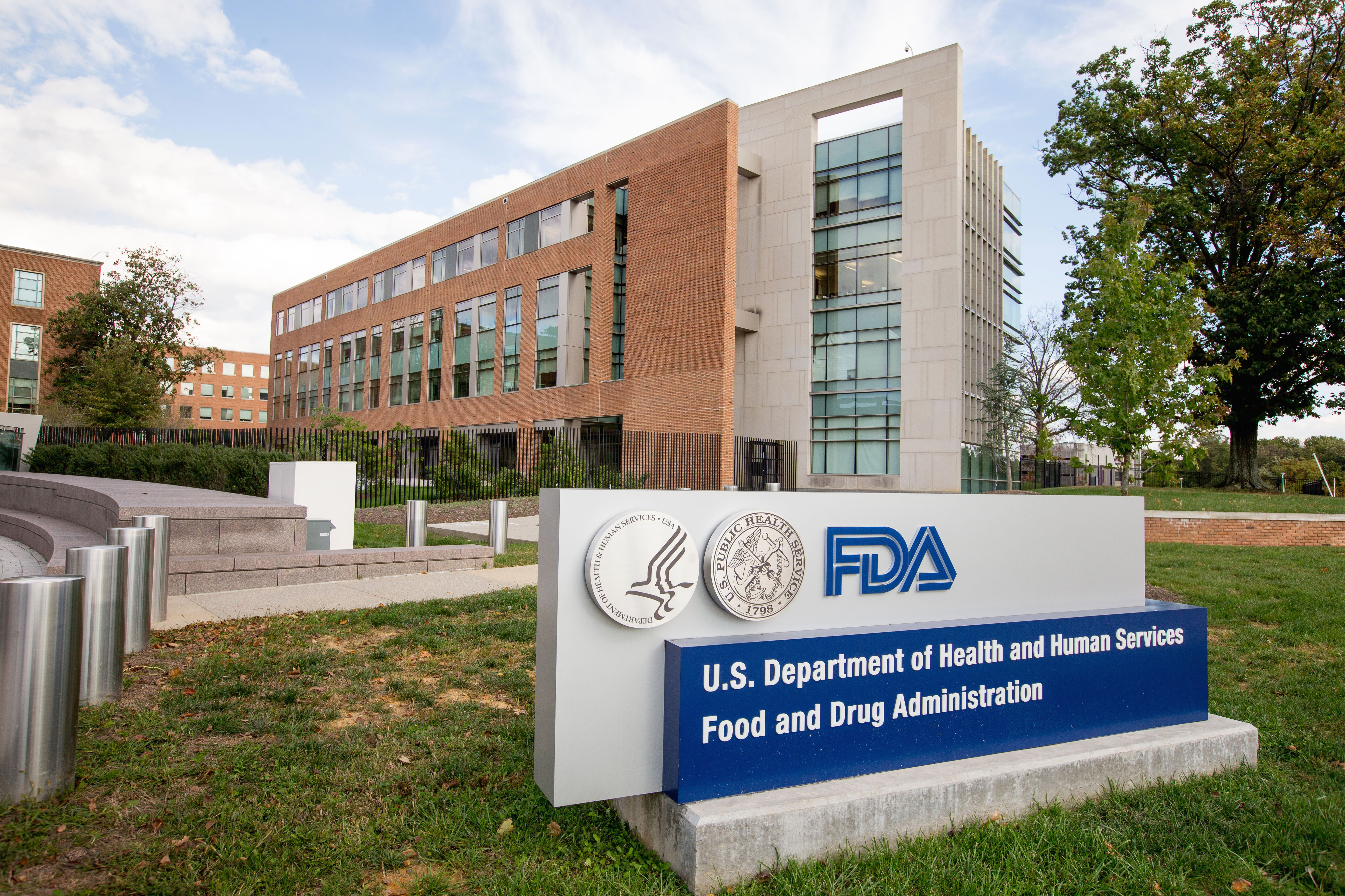 FILE - This Oct. 14, 2015, file photo, shows the Food & Drug Administration campus in Silver Spring, Md. (AP Photo/Andrew Harnik, File)