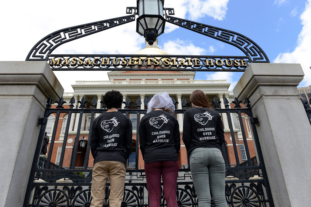 Demonstrators rally at the Massachusetts State House in May for a bill to ban marriage for anyone under the age of 18.