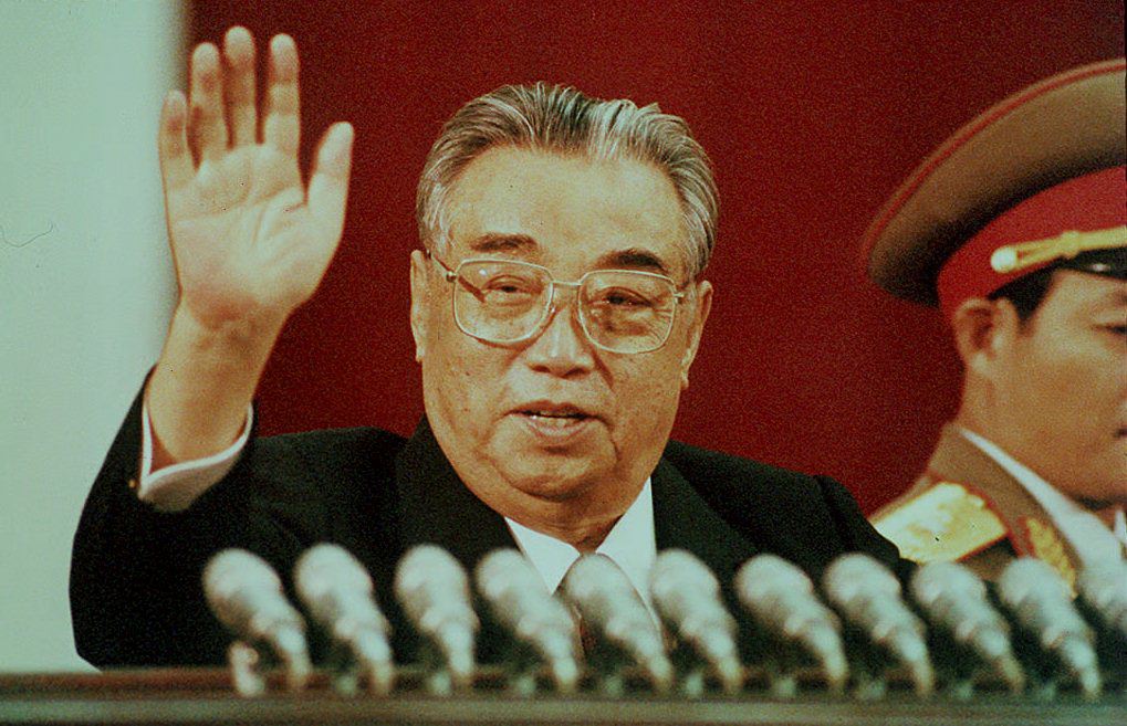 PYONGYANG, NORTH KOREA:  This file picture dated 15 April 1992 shows North Korean President Kim Il-Sung waving during the celebration marking his 80th birthday at Kim Il-Sung stadium in Pyongyang. The Chinese government announced last week it would not send "anyone" to attend Il-Sung's  92nd anniversary in response to North Korea's  refusal of international nuclear inspections. (Photo credit should read JIJI PRESS/AFP/Getty Images)