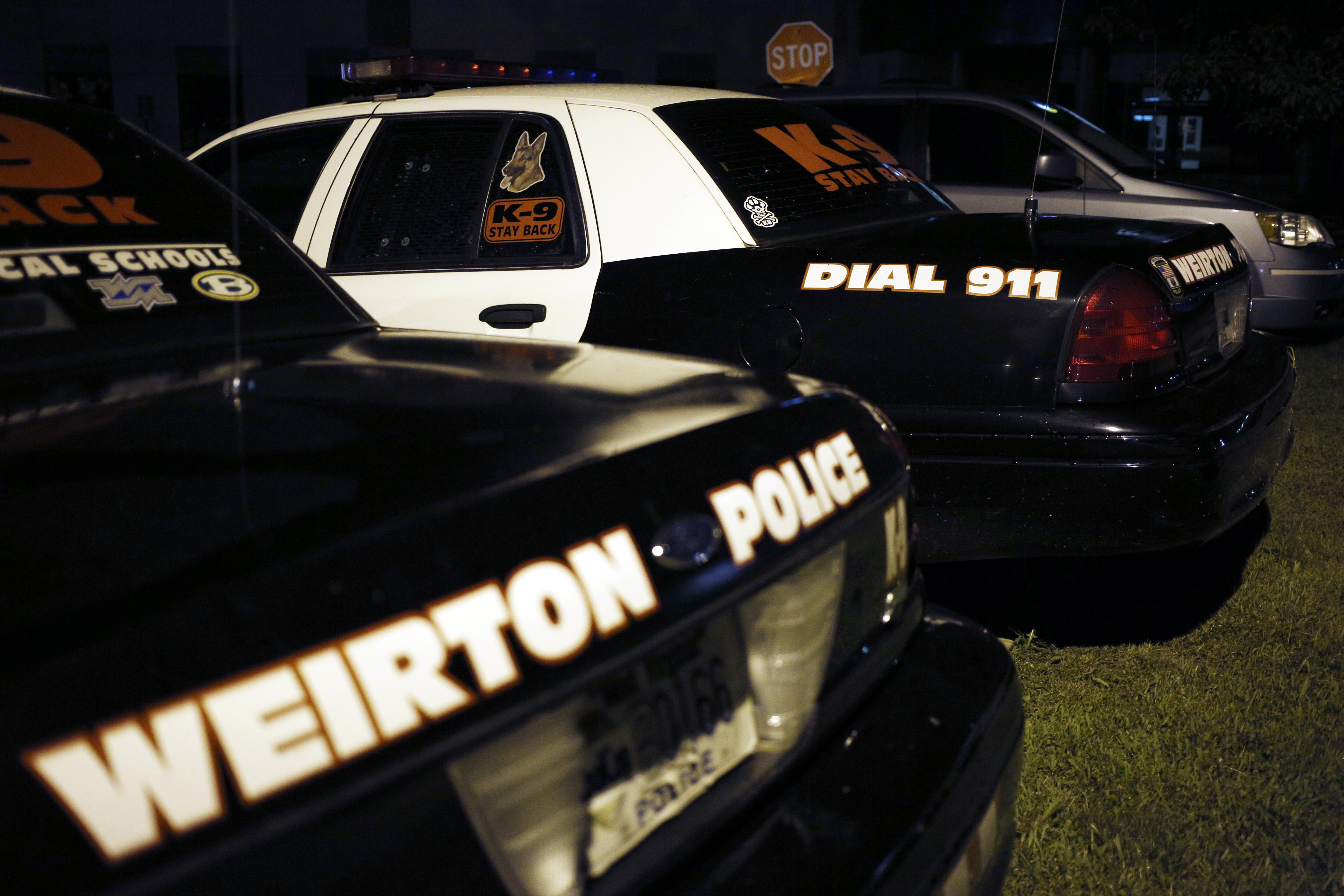 Weirton Police Department cruisers sit parked outside the Weirton Police Station on June 23, 2018 in Weirton, W.Va.