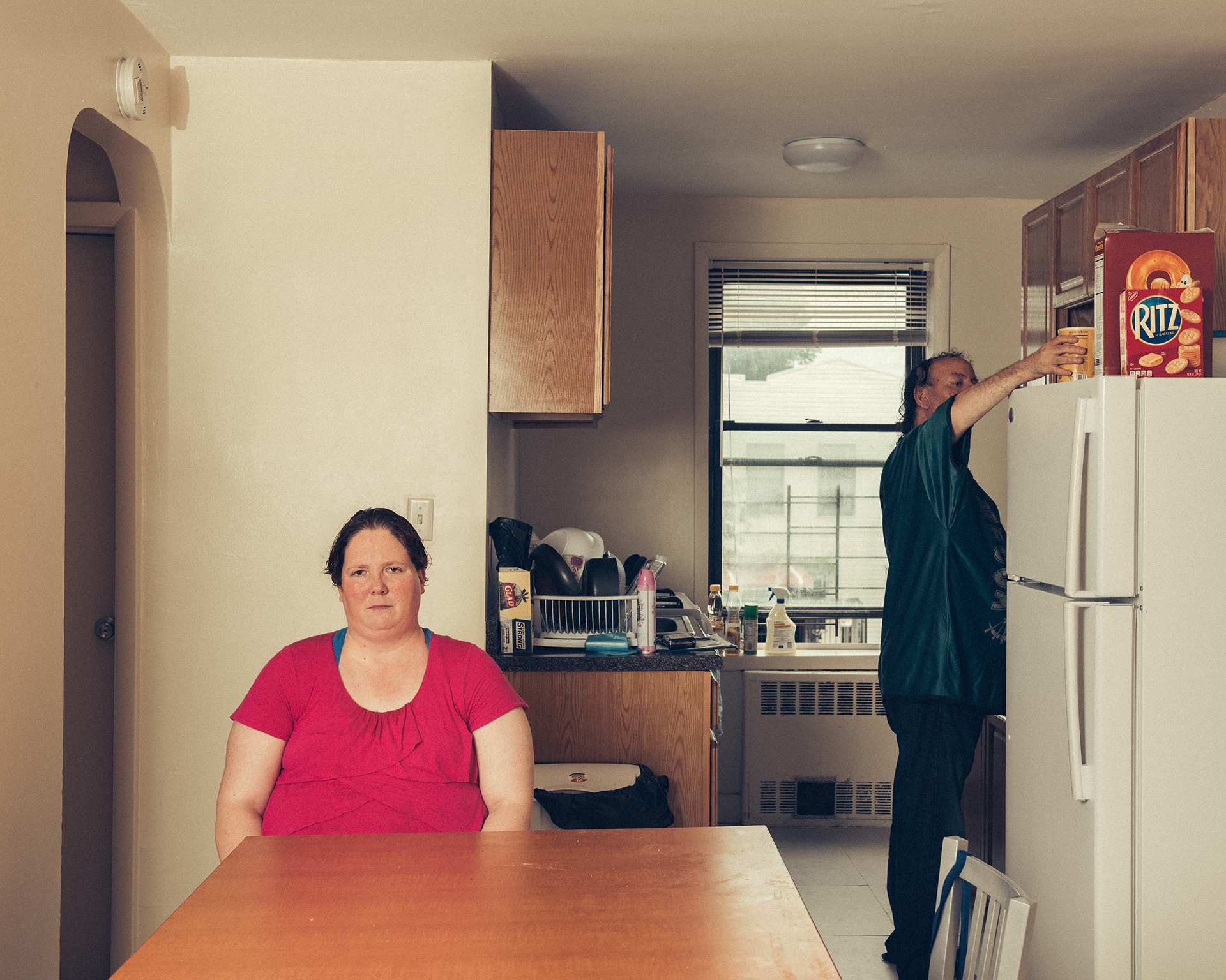 A portrait of Nestor's roommate, 41-year-old Jeanne Satchell, at their apartment in Brooklyn on August 19, 2018.