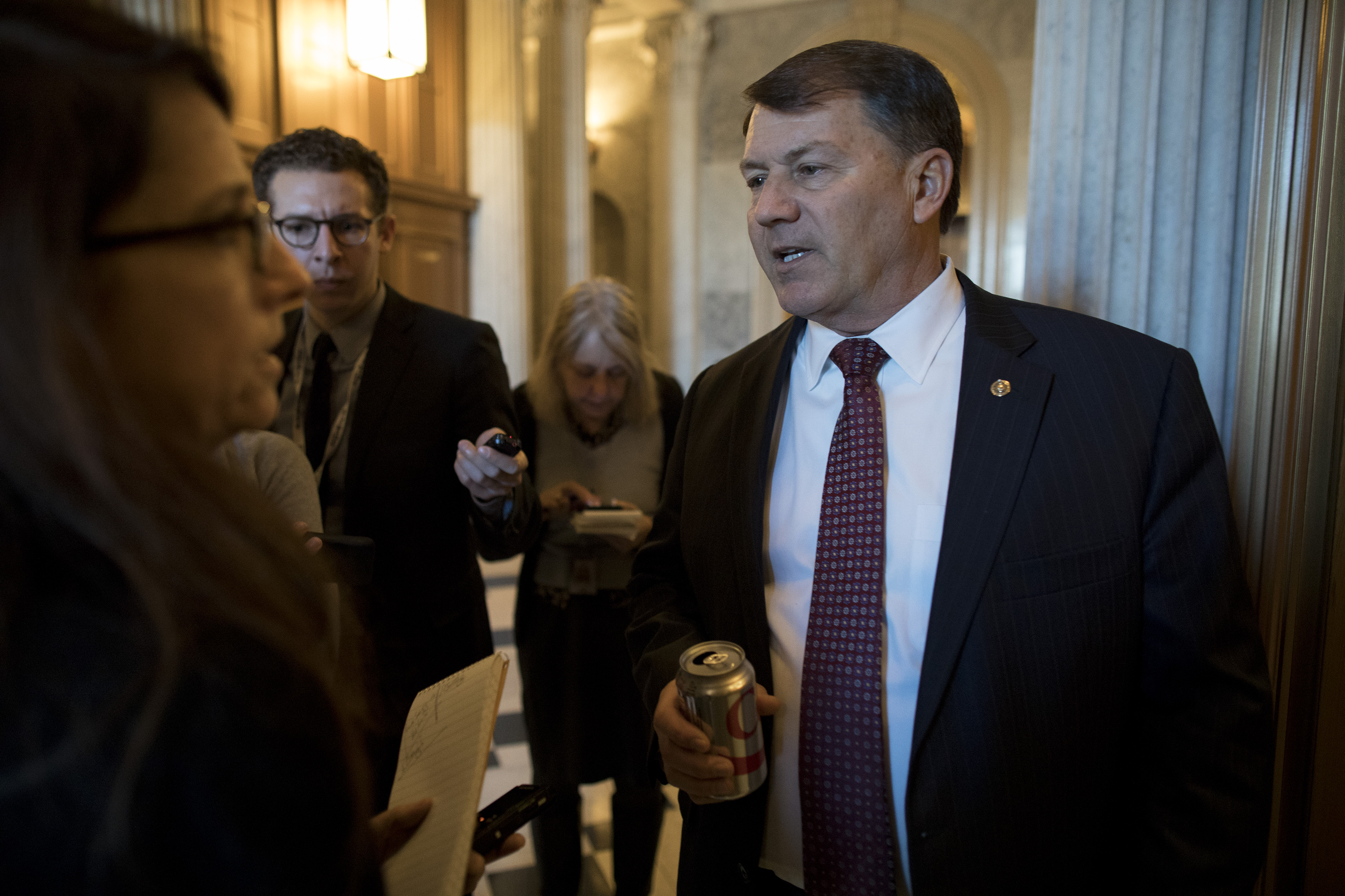 Sen. Mike Rounds (R-SD) speaks with reporters at the U.S. Capitol January 19, 2018 in Washington, DC.
