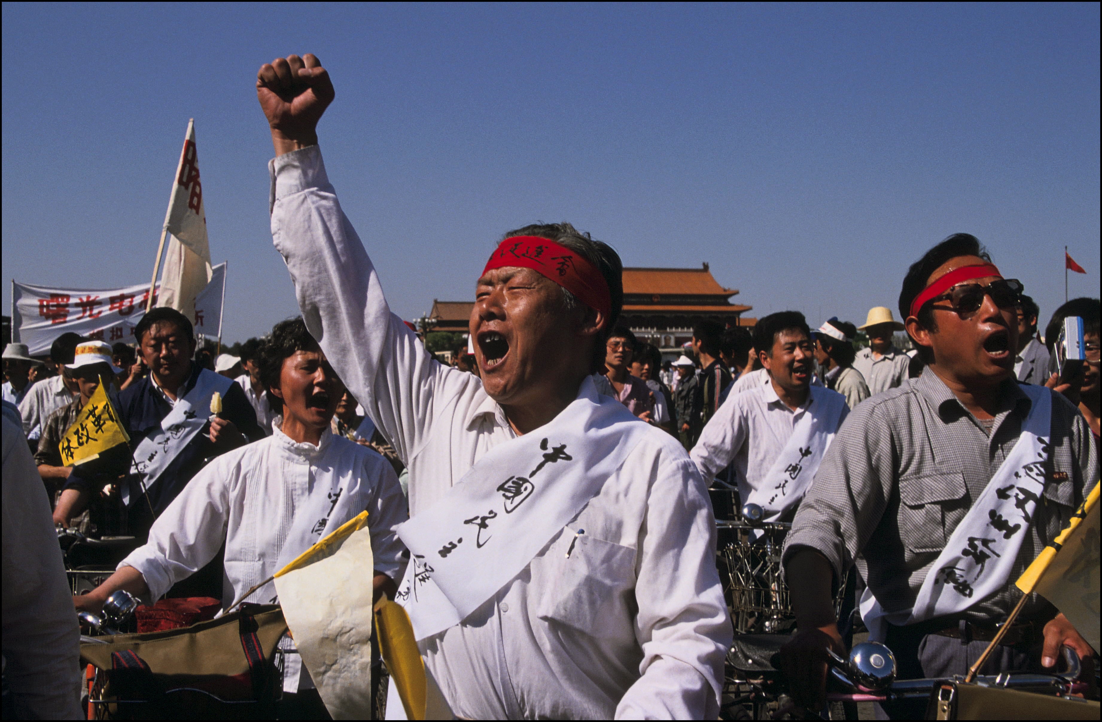 Students Tiananmen Square in Beijing China on May 24, 1989.