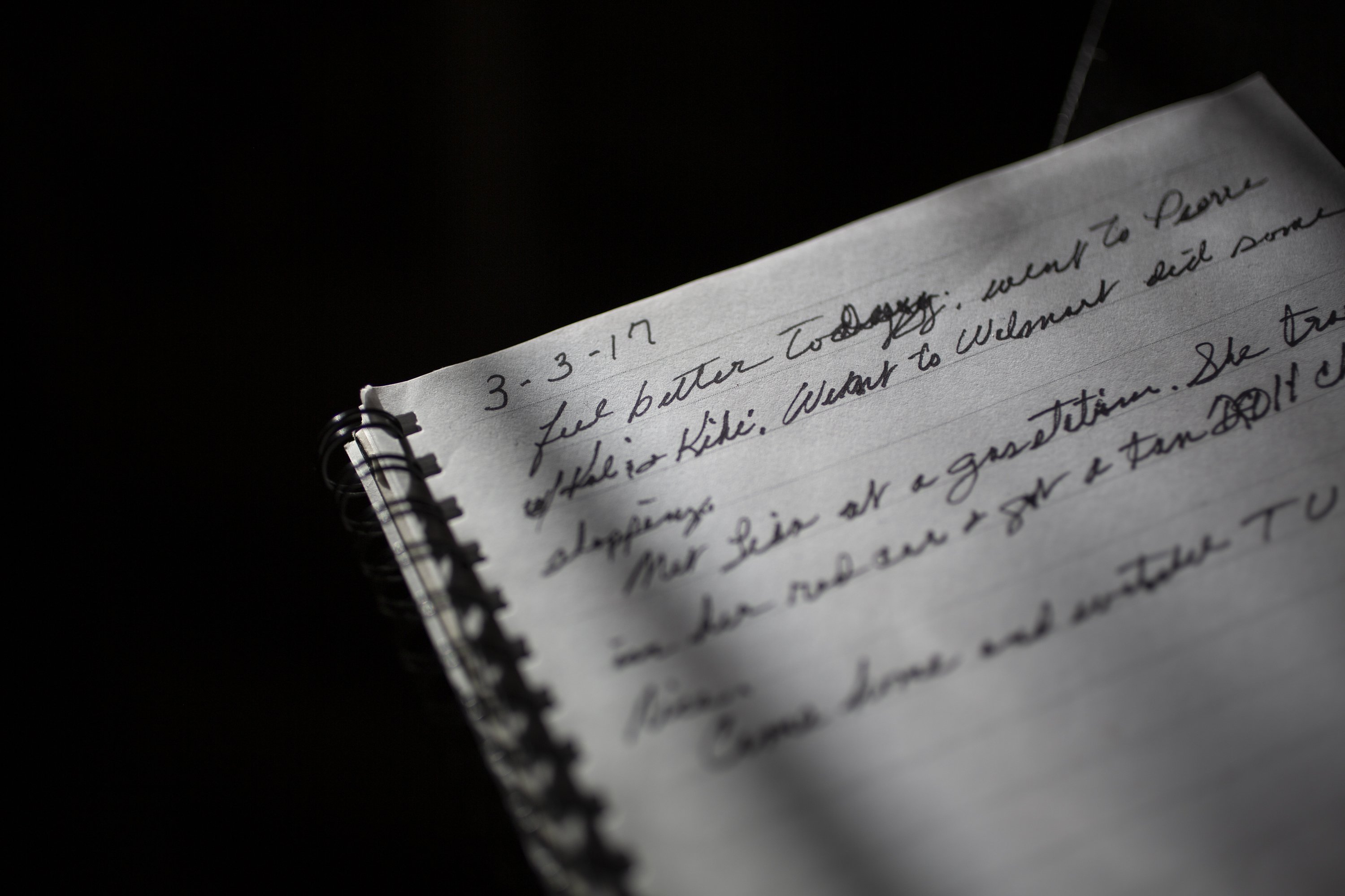 An entry from Ms. Miner's journal while she was sick.