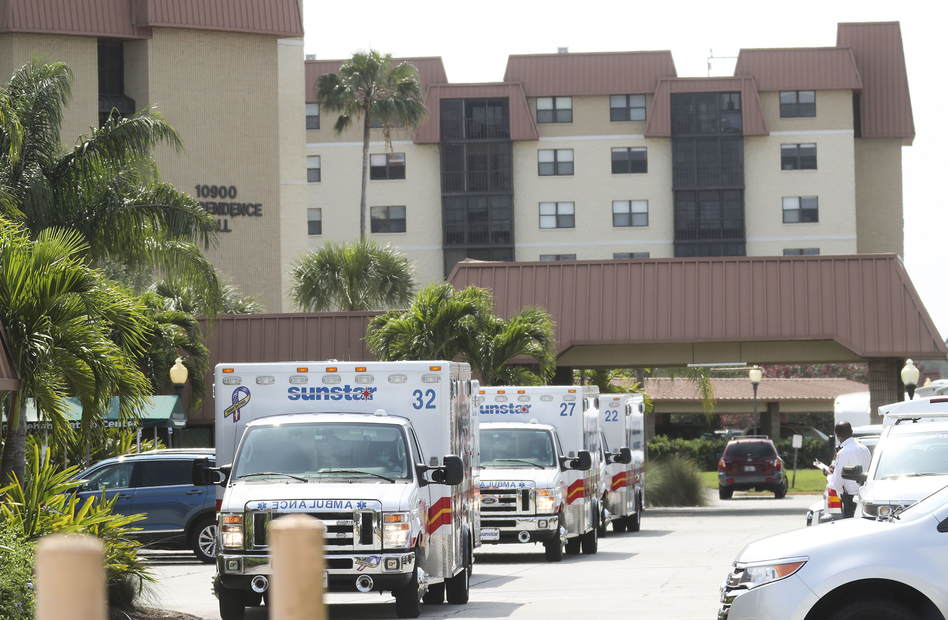 Ambulances arrived in waves to transfer patients to the hospital in April.