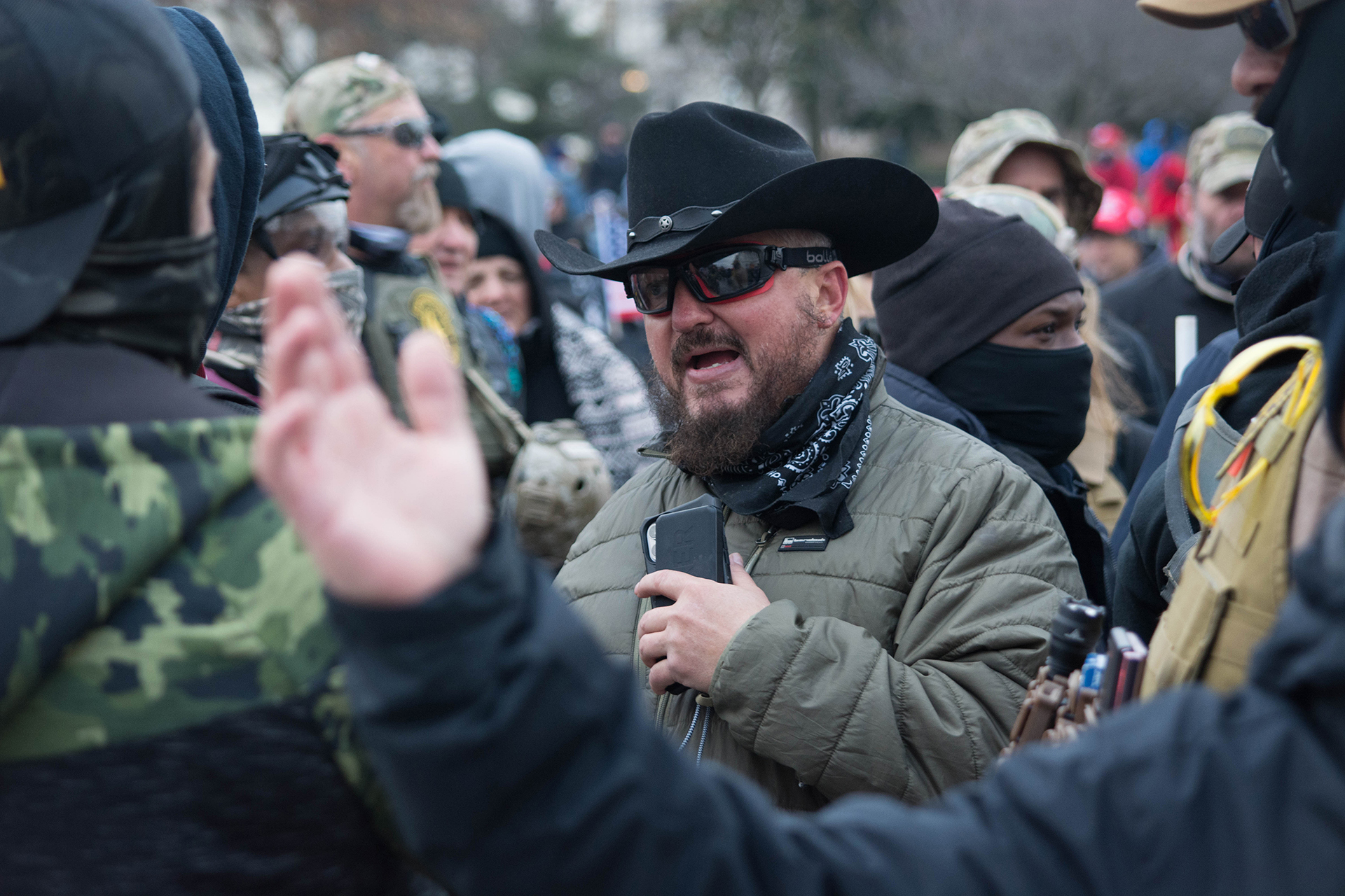 Stewart Rhodes, founder of the Oath Keepers, at the Capitol on Wednesday.