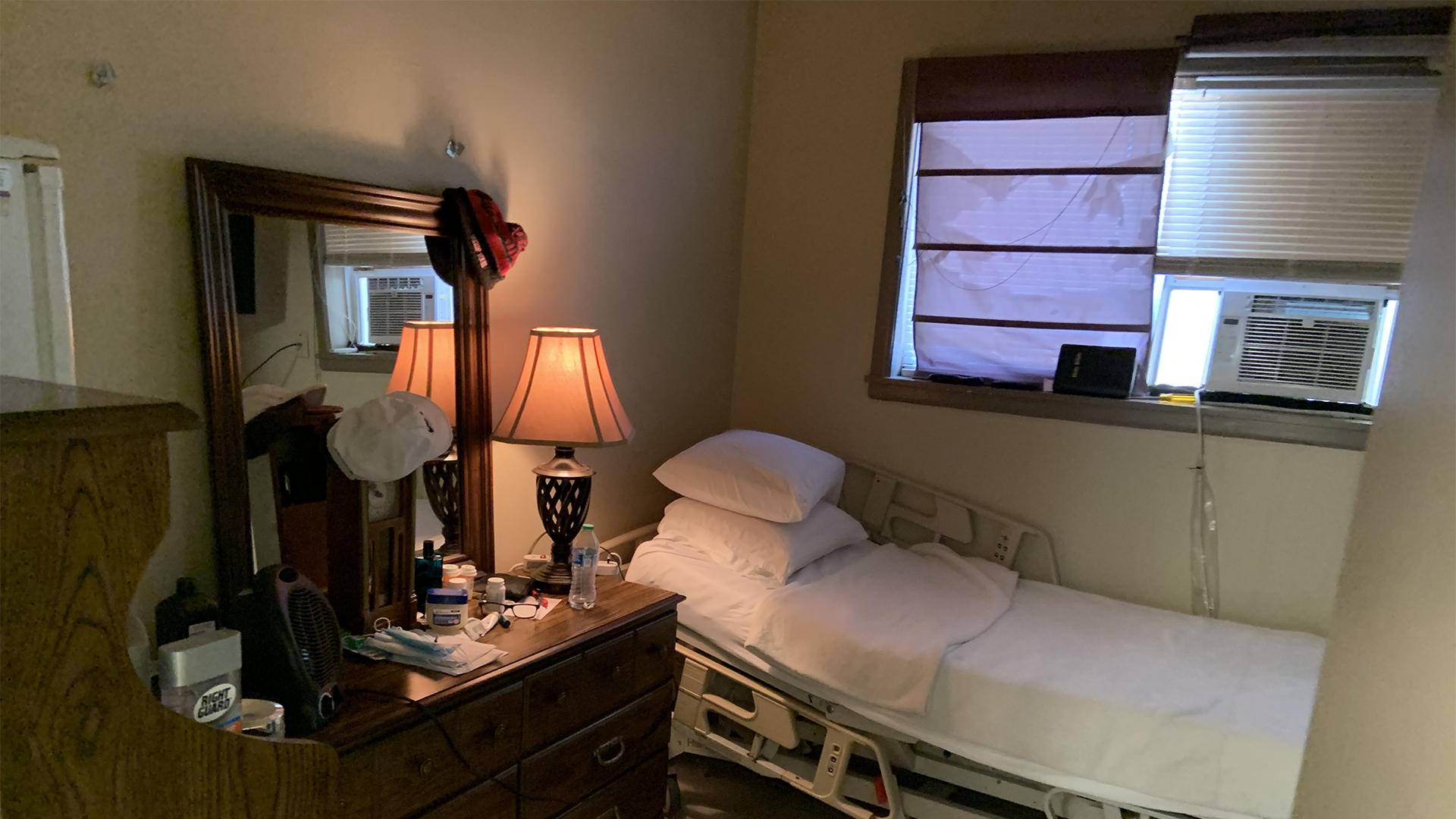 Since moving to Grand Saline, TX, Randy Lindauer has been living in this makeshift bedroom inside the hospital he’s currently helping to reopen.