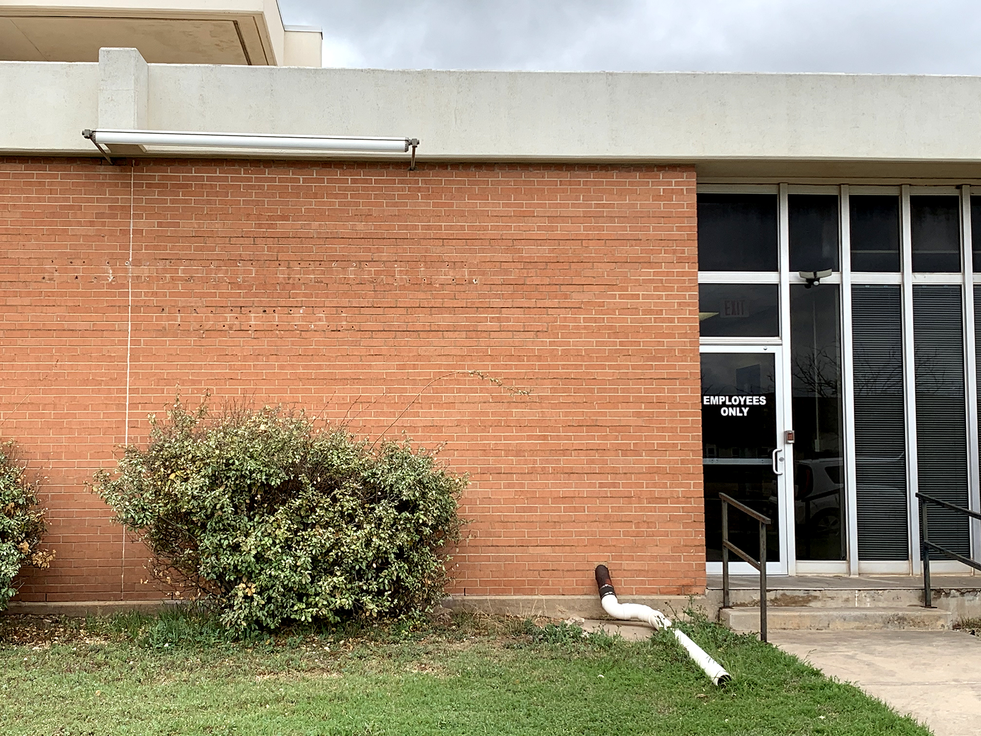 The Stamford Memorial Hospital sign has been taken down from the building.