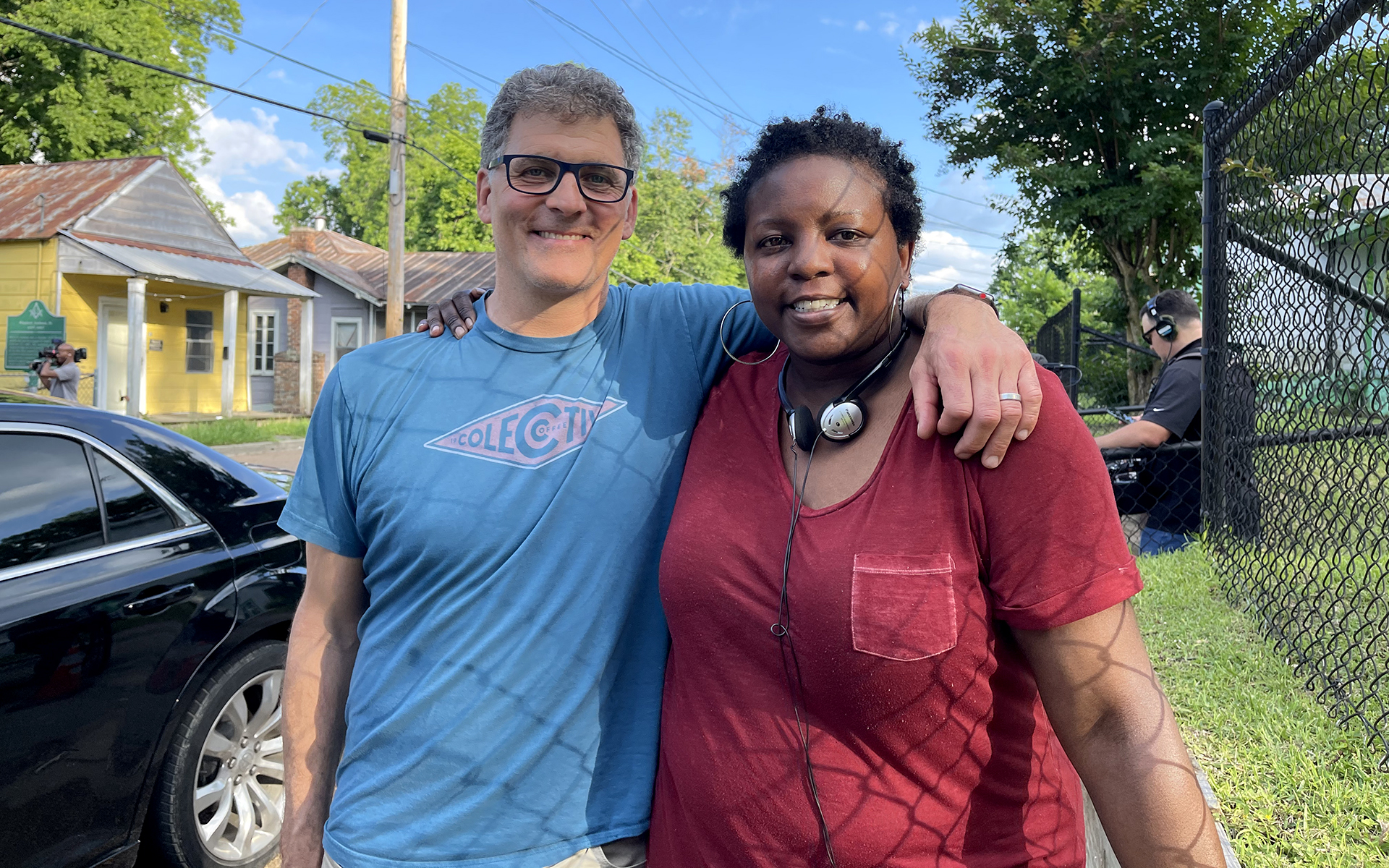 "American Reckoning" directors Brad Lichtenstein, left, and Yoruba Richen, right, in Natchez, Miss., in May 2021.