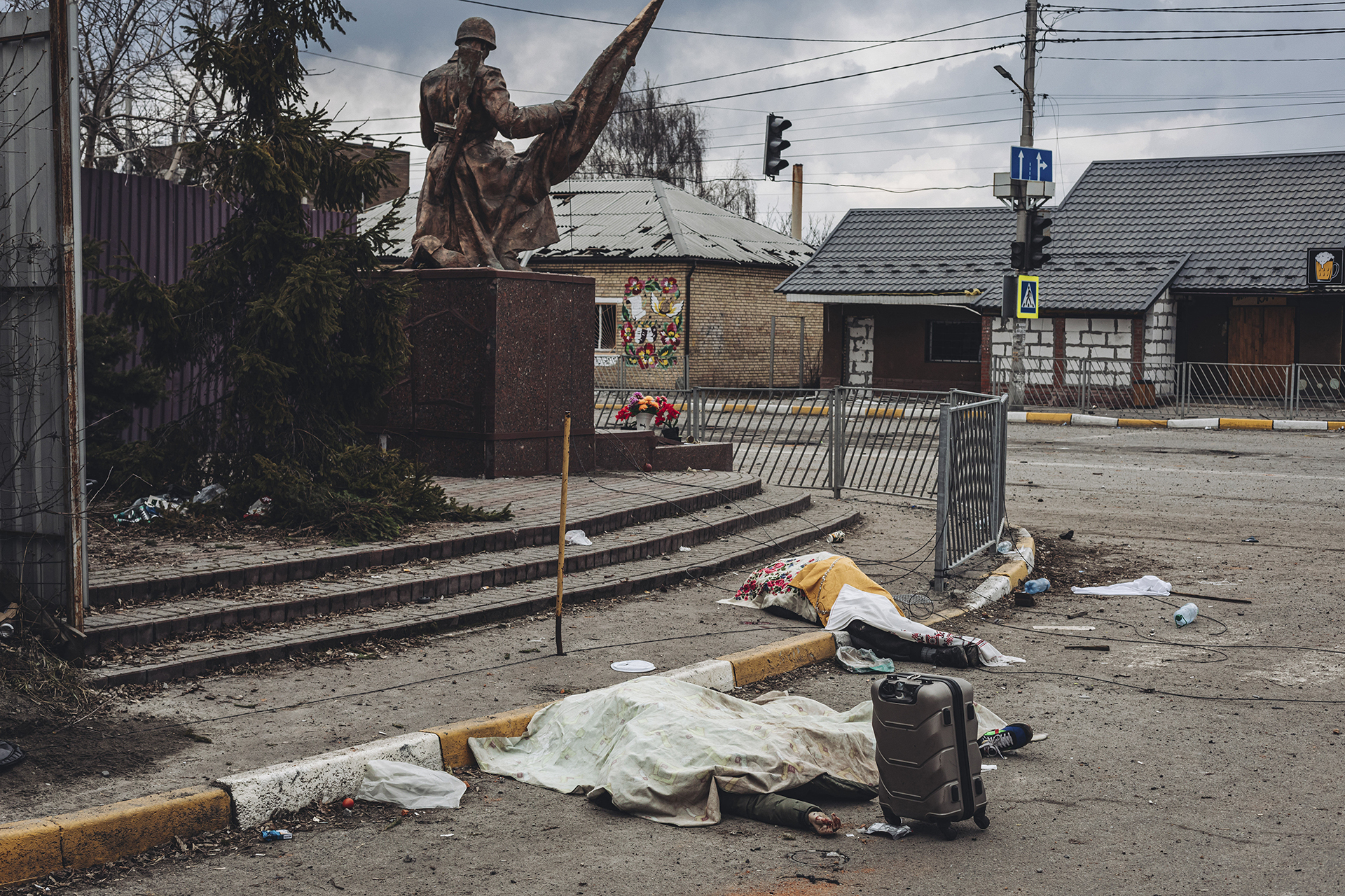 The bodies of people killed during Russian shelling lie covered in the street in the town of Irpin, Ukraine, Sunday, March 6, 2022. When Russian troops crossed from Belarus into Ukraine in late February, pressing toward Kyiv, they were ordered to block and destroy “nationalist resistance,” according to the Royal United Services Institute, a London think tank that has reviewed copies of Russia’s battle plans. (AP Photo/Diego Herrera Carcedo, File)