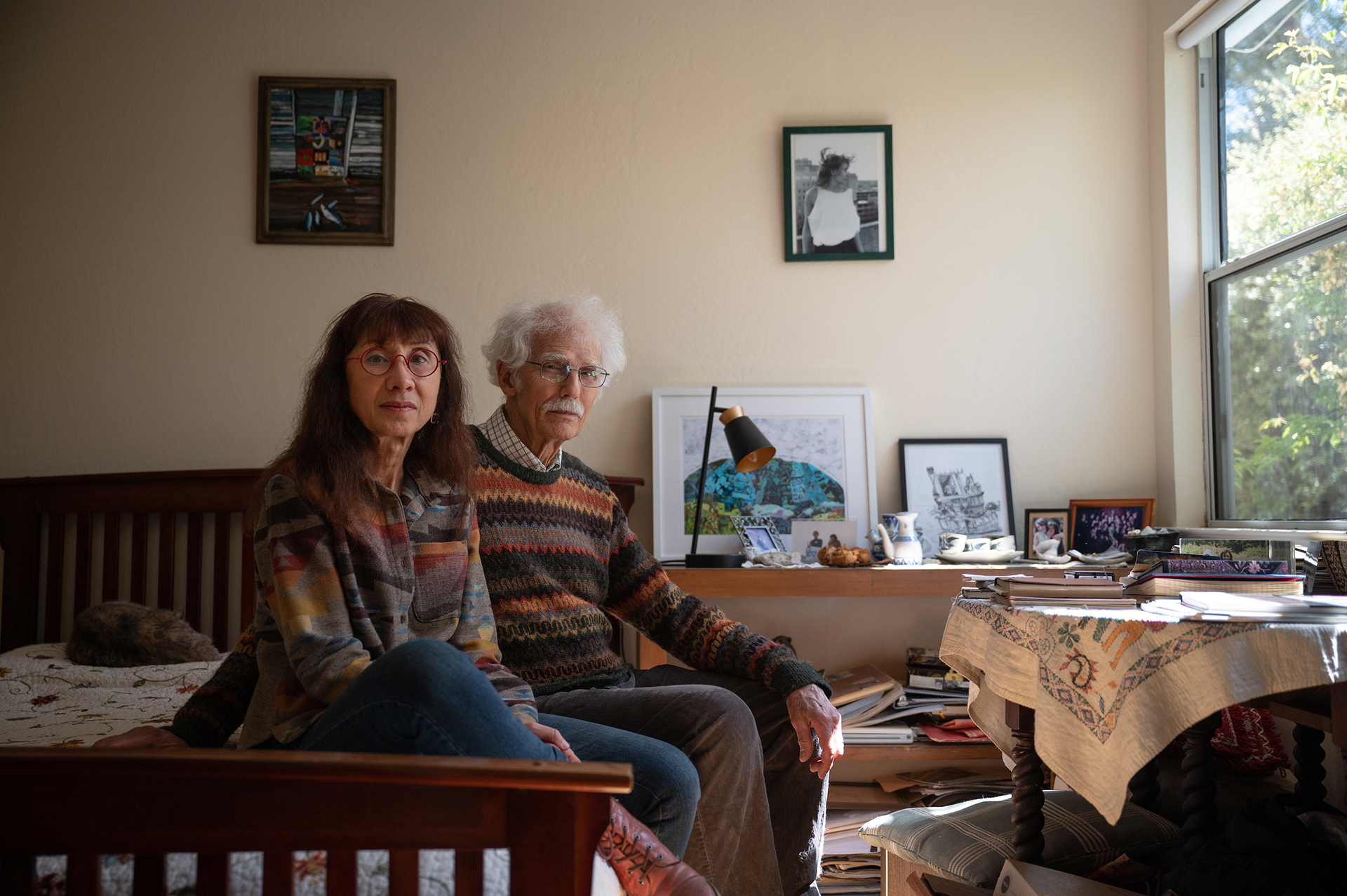 Stephen Bingham and wife Françoise Blusseau, parents of Sylvia Bingham, 22, in their home in San Rafael, Calif. on Wednesday, May 10, 2023. Sylvia was killed in 2009 while cycling to work and a box truck turned into her forcing her under the truck before running her over.