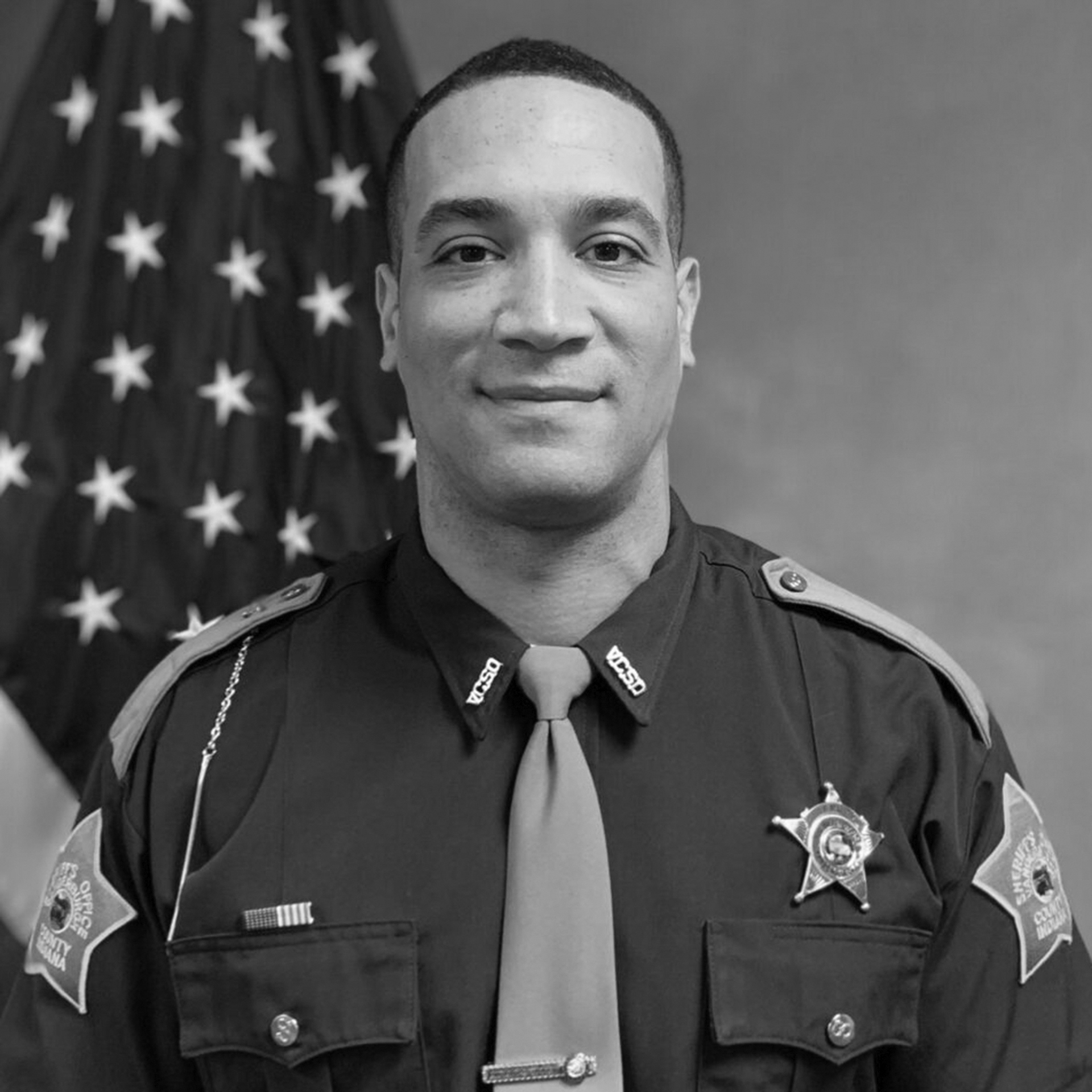 This photo provided by the Vanderburgh County Sheriff's Office shows Deputy Asson Hacker, who died March 2, 2023. (Vanderburgh County Sheriff's Office via AP)