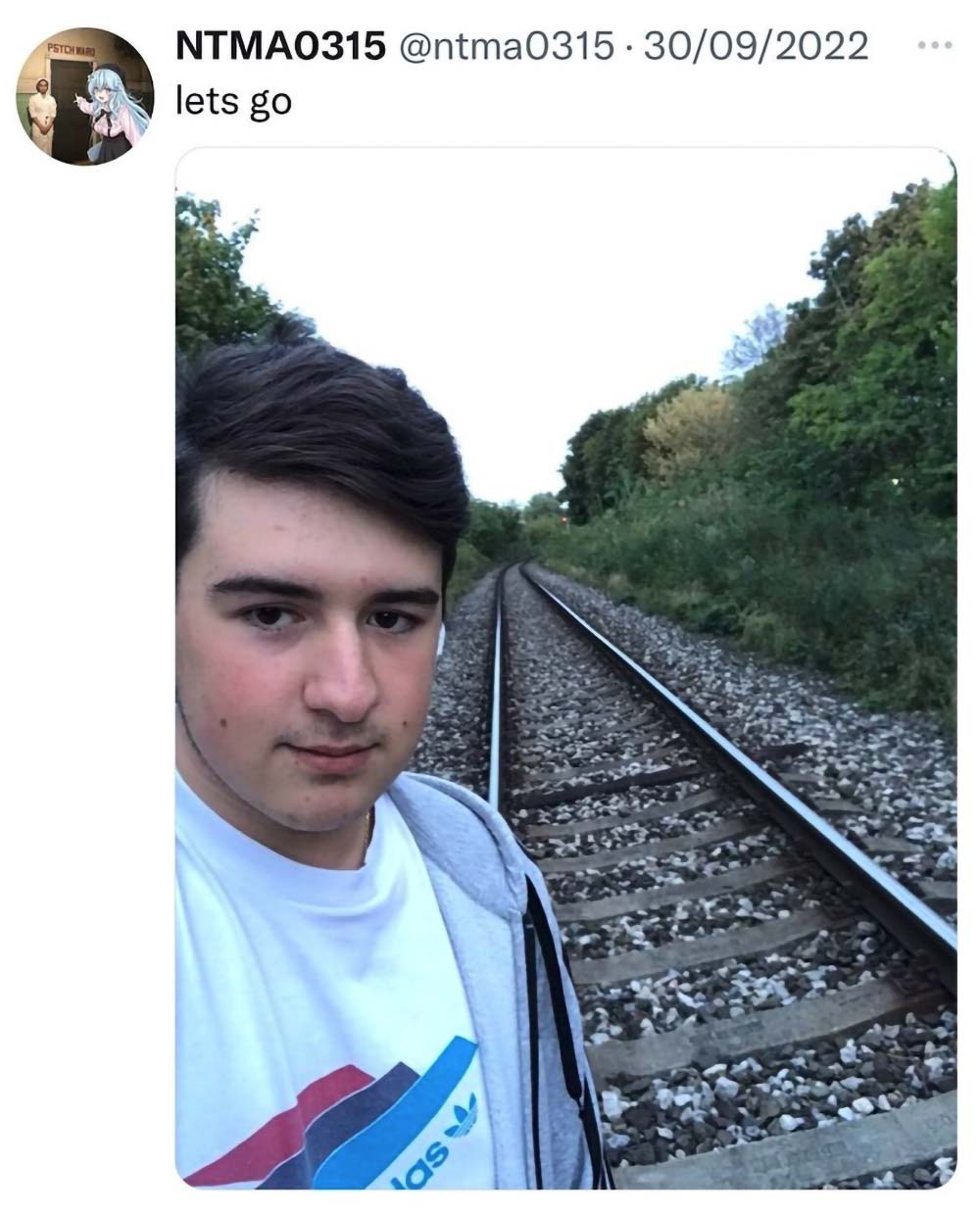 Juraj Krajčík posted this selfie on Twitter, which was later circulated on Terrorgram channels, accompanied by propaganda.