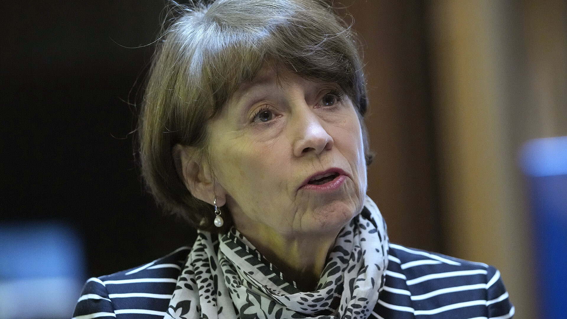Anna Singer, a Swedish expert leading the country’s investigation into its international adoption practices, speaks during an interview in Seoul, South Korea, March 21, 2023.