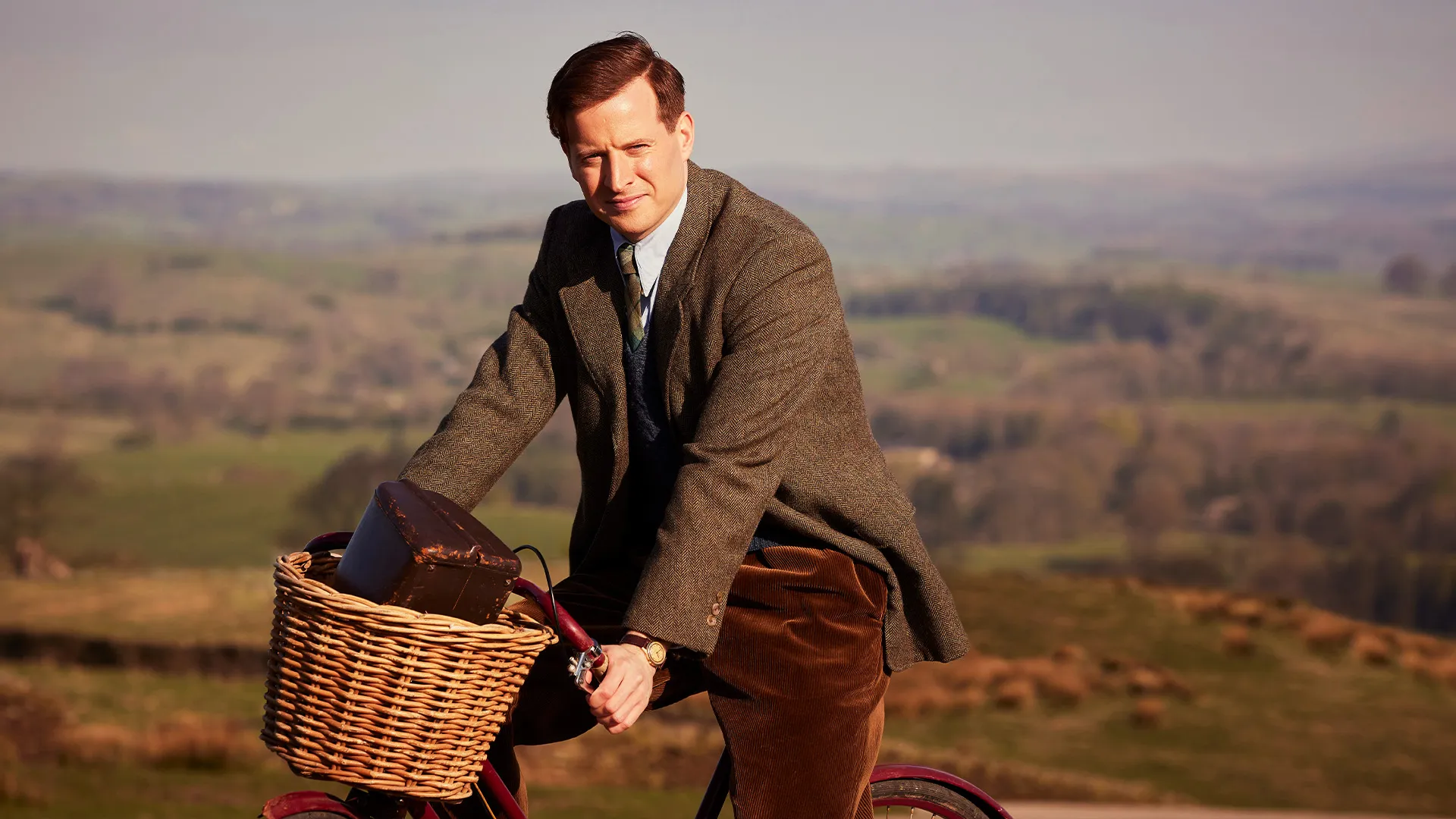Actor Nicholas Ralph as James Herriot in PBS MASTERPIECE's All Creatures Great and Small.