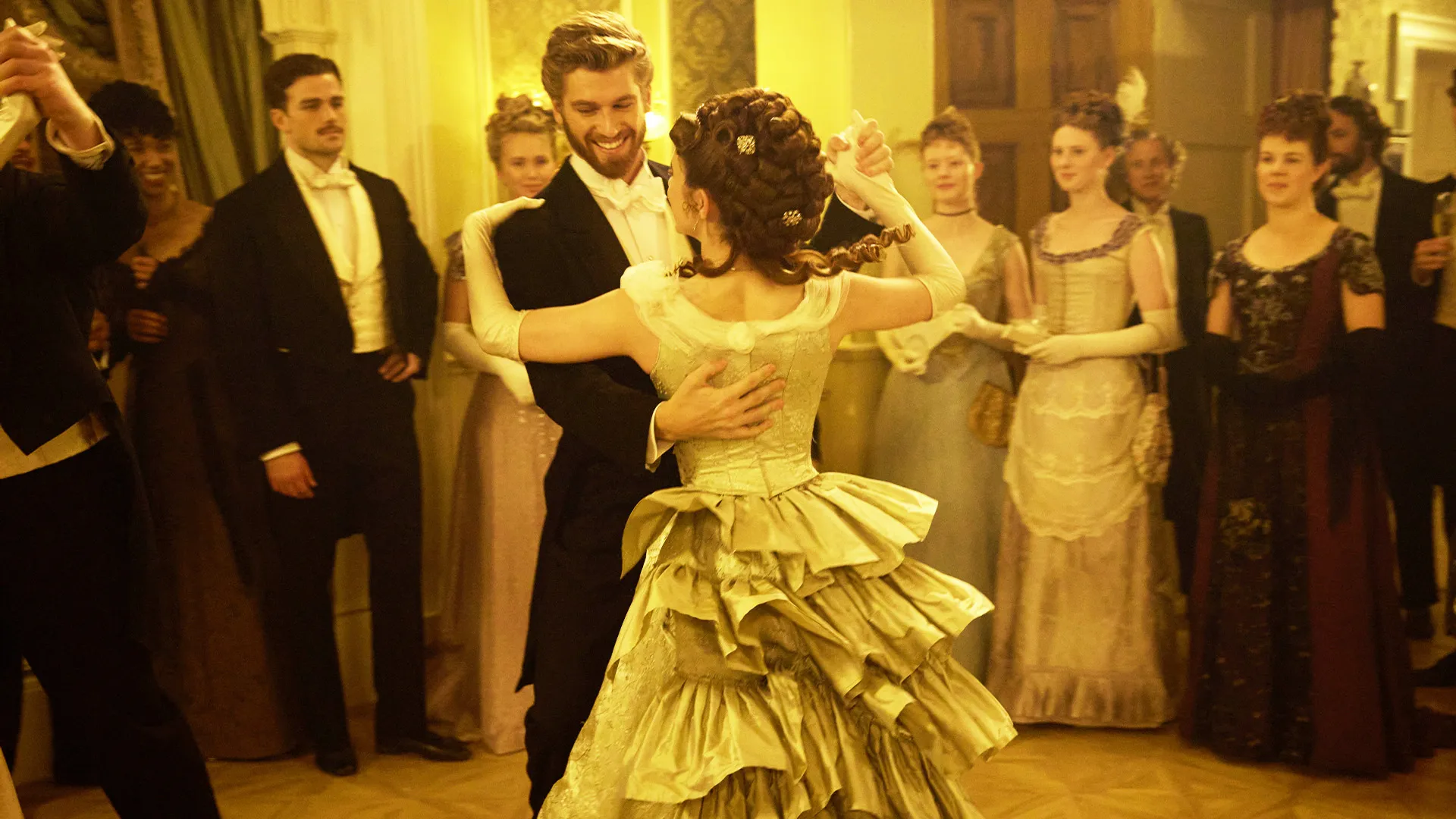 A ballroom dancing seen from PBS MASTERPIECE's The Forsytes