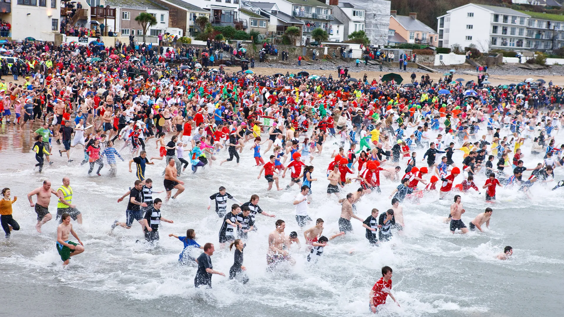New Year's Day Cold Swim, Saundersfoot Pembrokeshire in Wales.