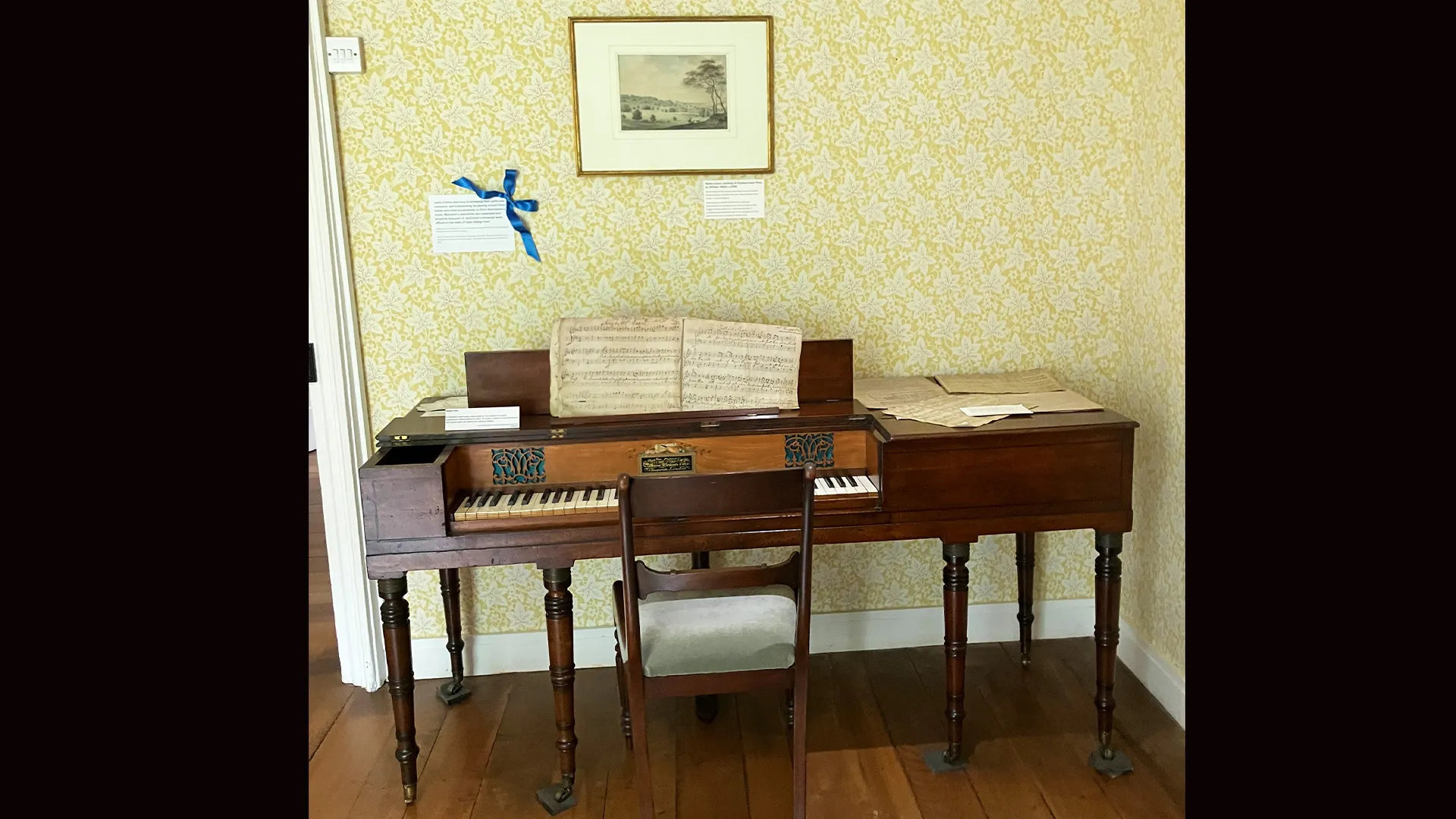 A pianoforte similar to the one Jane Austen practiced on each morning when she lived at Chawton Cottage, UK.