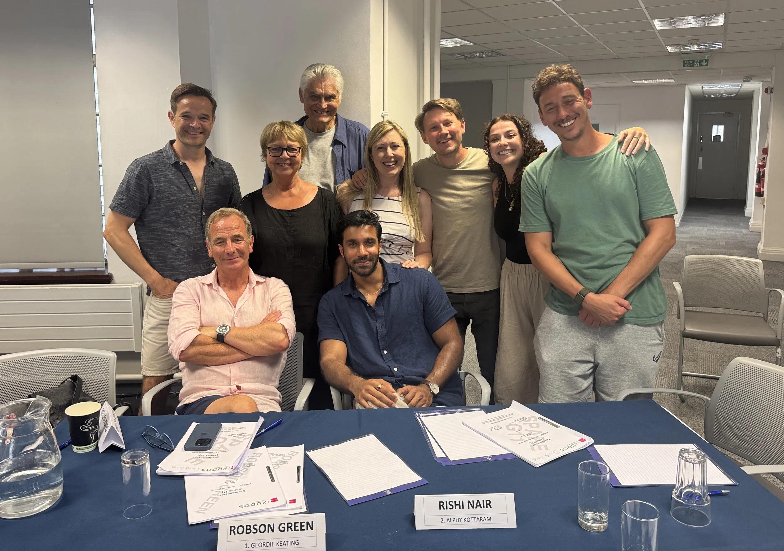 The cast of Grantchester, as seen on MASTERPIECE on PBS, posing at their Season 11 read-through.