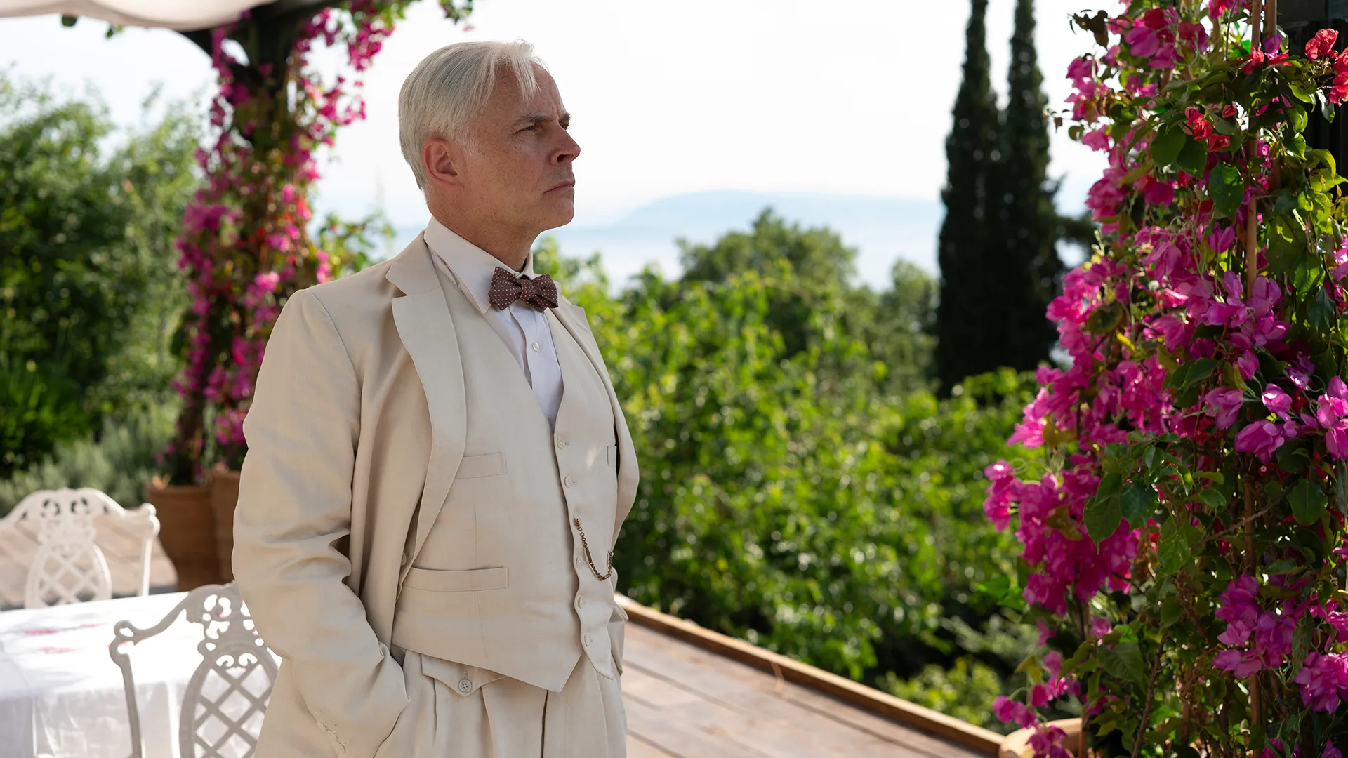 Mark Bonnar as Edward Crace/Elmer Waysmith in Marble Hall Murders on MASTERPIECE on PBS