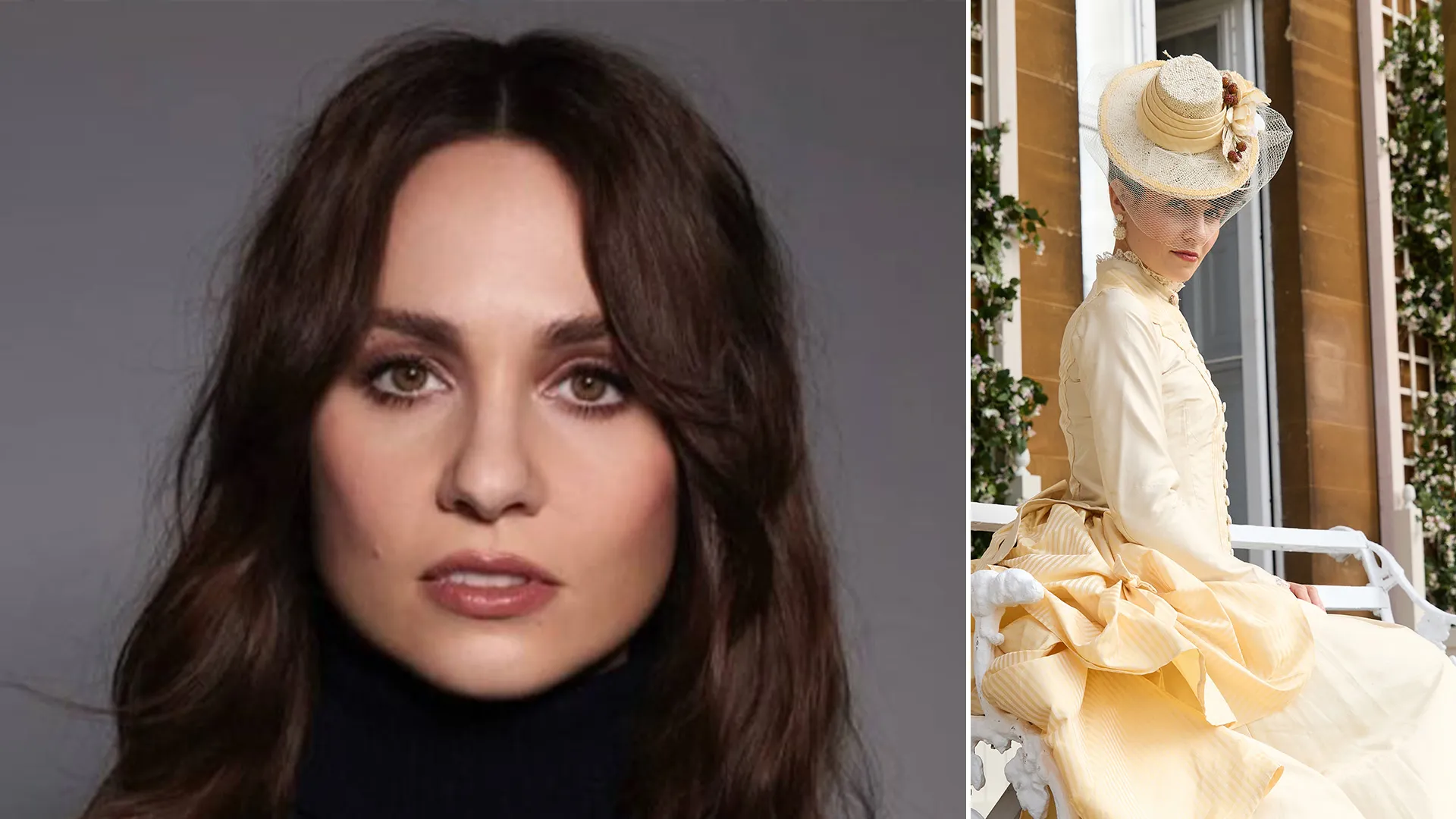 Actor Tuppence Middleton (left) and her character Frances Forsyte in The Forsytes, a period drama from PBS MASTERPIECE.