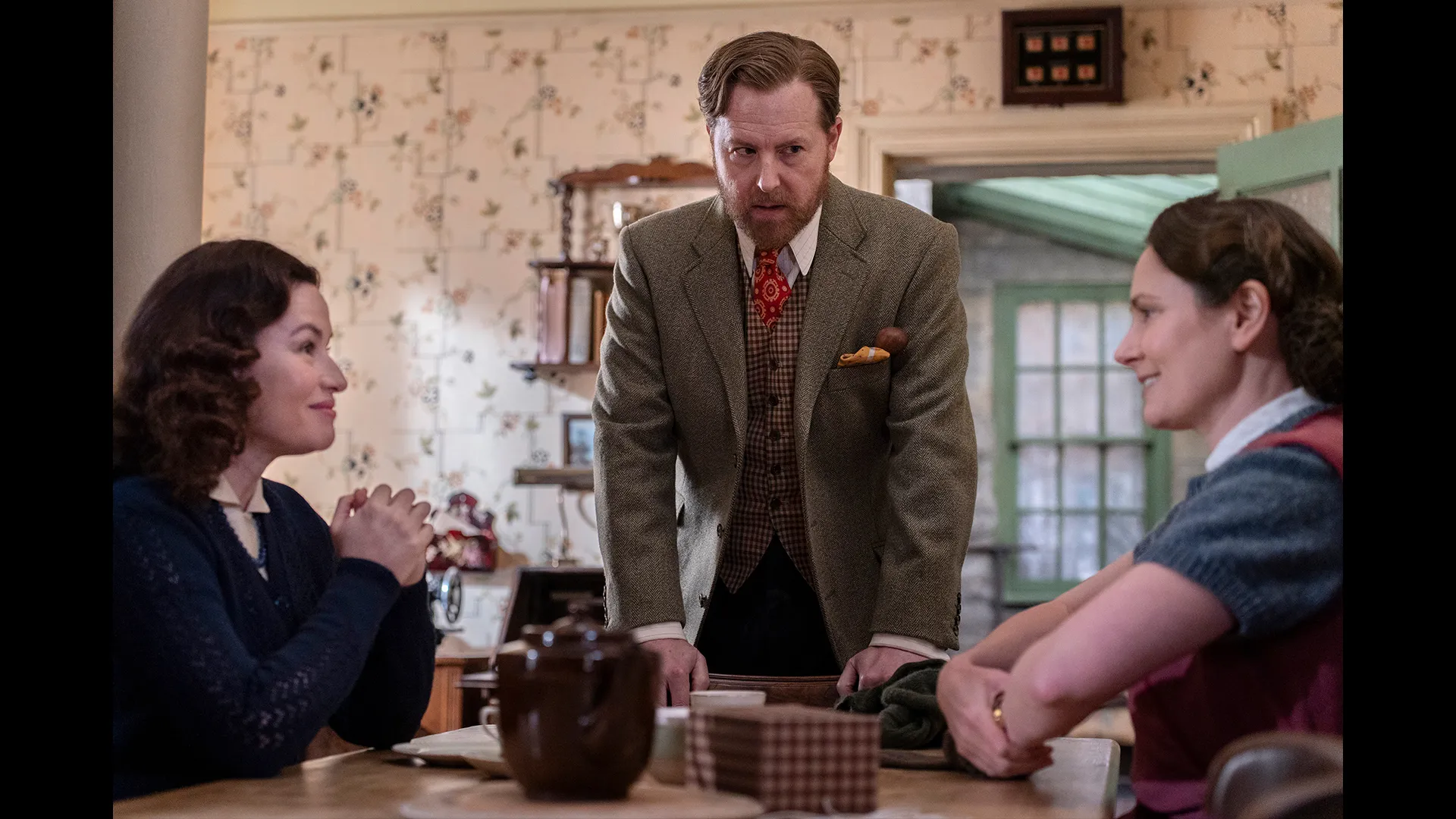 Maimie McCoy, Samuel West and Anna Madeley in All Creatures Great and Small Season 7 on MASTERPIECE on PBS.