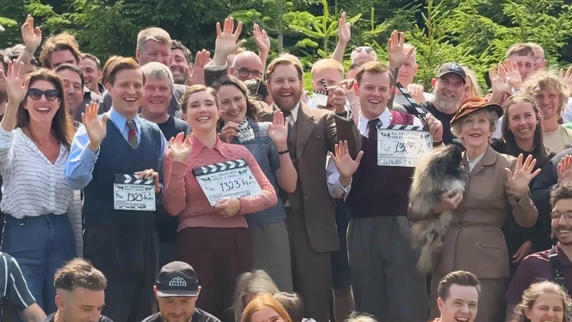 The cast and crew celebrating the wrap of All Creatures Great and Small Season 6.